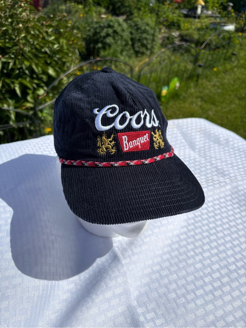 Coors Banquet Black Corduroy Baseball Cap with Decorative Trim